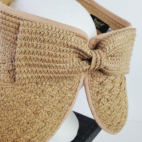 Magid Hats, Sun Hat, 100% Paper, Neutral Shimmer with Big Bow Split Back, Sz Adj - Picture 3 of 6